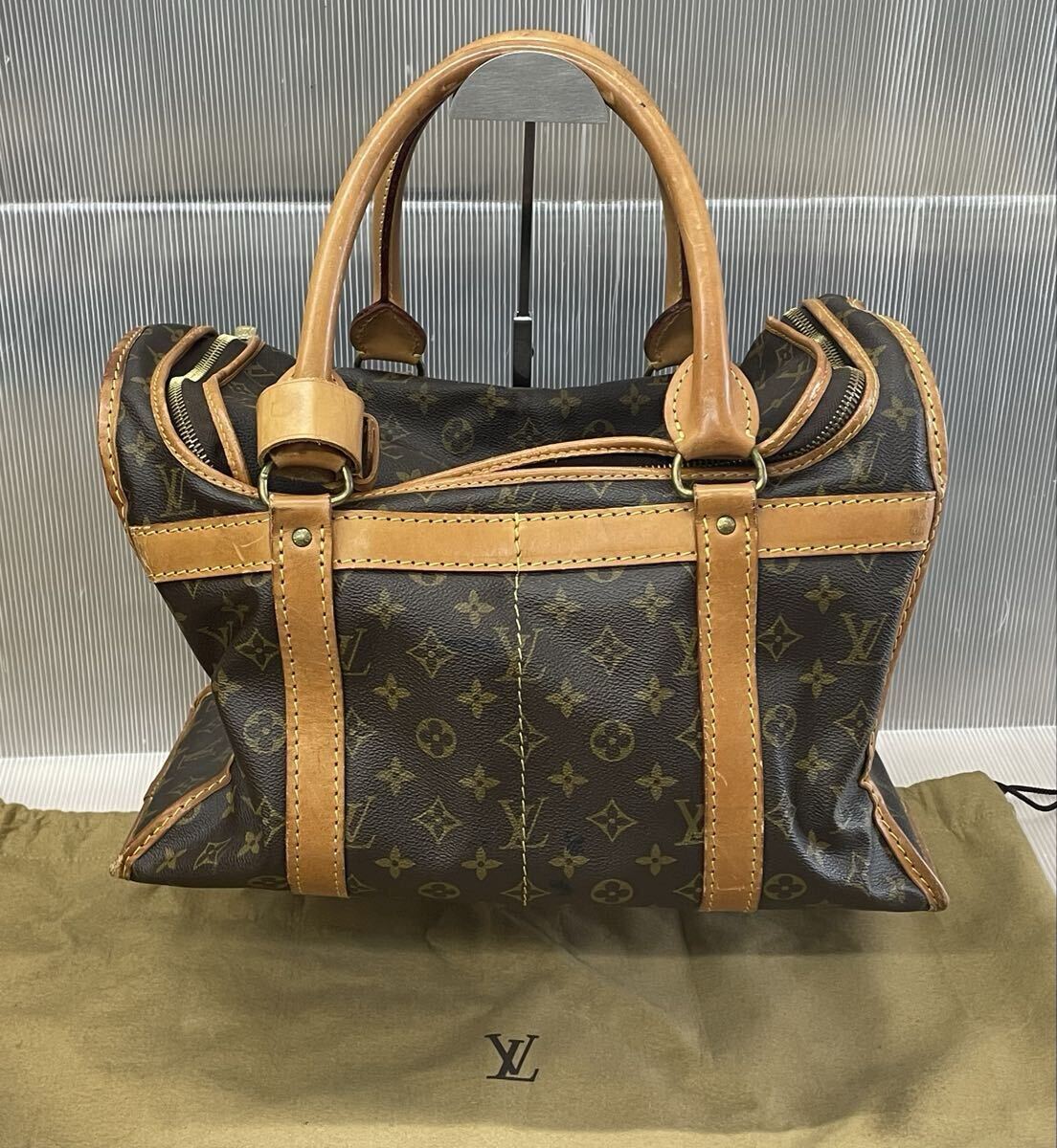 B ルイヴィトン LOUIS VUITTON サックシャスール 小型犬用 ペット キャリーバッグ モノグラム ボストンバッグ ハンドバッグ ビンテージ 