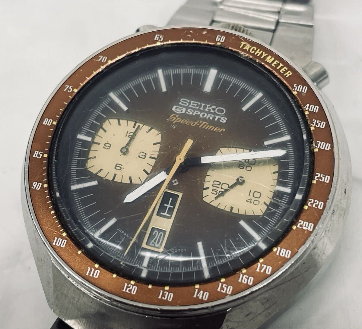 B 稼働品 SEIKO 5SPORTS Speed-Timer 6138-0040 セイコー 5スポーツ スピードタイマー メンズ腕時計 クロノグラフ 自動巻き デイデイト