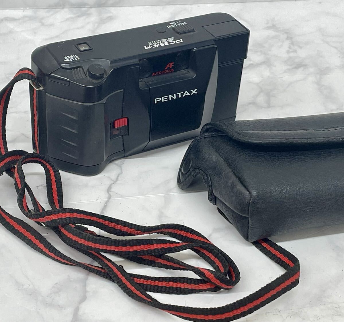 B 通電確認済 PENTAX PC35 AF-M SEDATE ペンタックス コンパクトフィルムカメラ ソフトケース 単三電池2本要 動作未確認 ジャンク 中古品