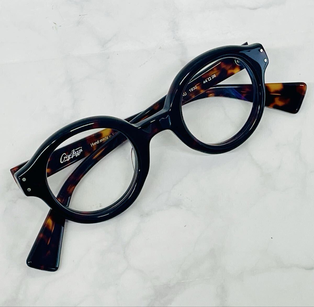 B ジジファッジ Gigi Fazzi BAUBAU 眼鏡フレーム 1930 44□26 ハンドメイド べっ甲柄 ブラウン 茶 めがね メガネ 比較的美品 中古品