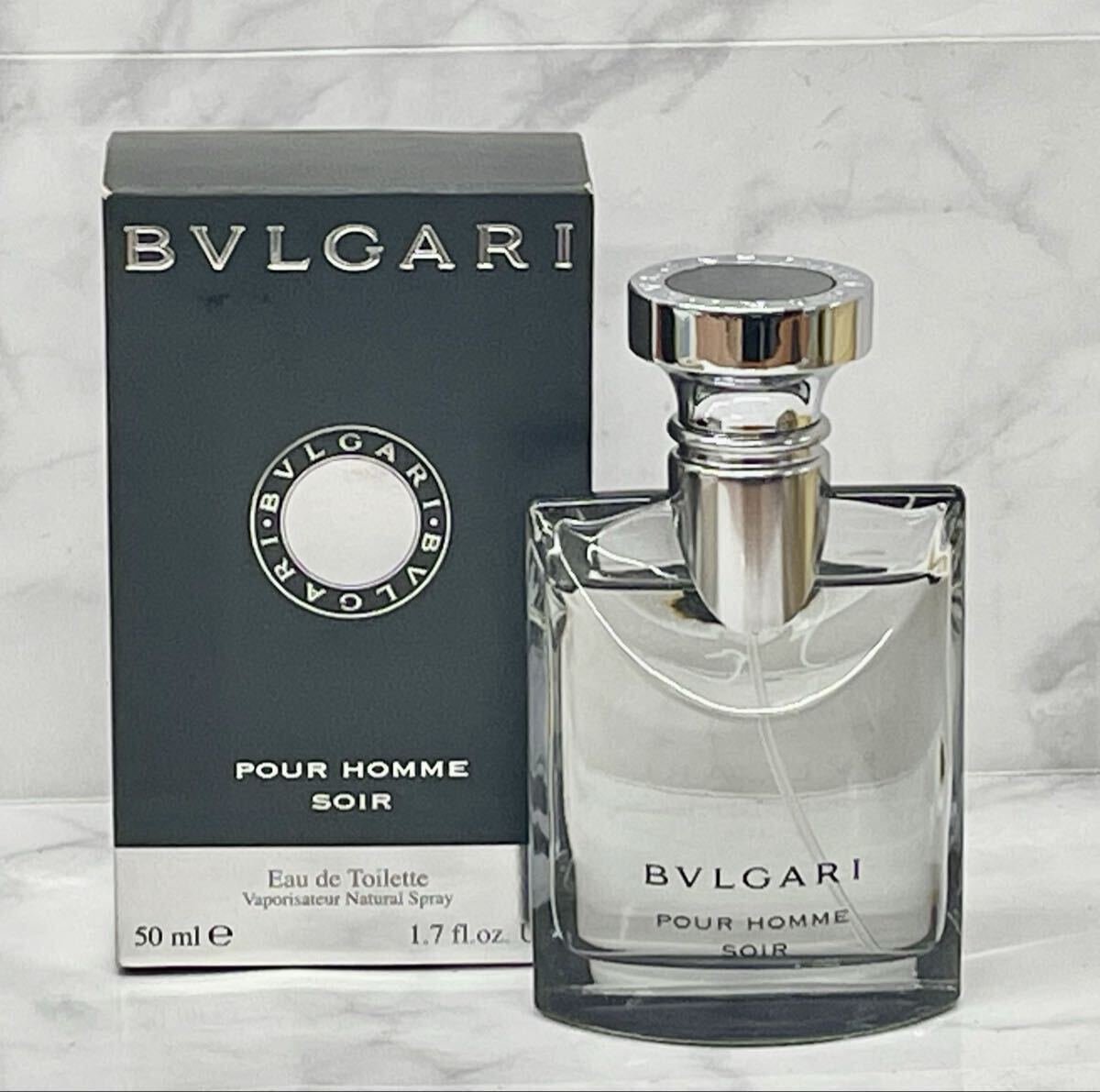 B 残量ほぼあり BVLGARI POUR HOMME SOIR 50ｍL ブルガリ プールオム ソワール Eau de Toilette オードトワレ 香水 廃盤 レア 保管品