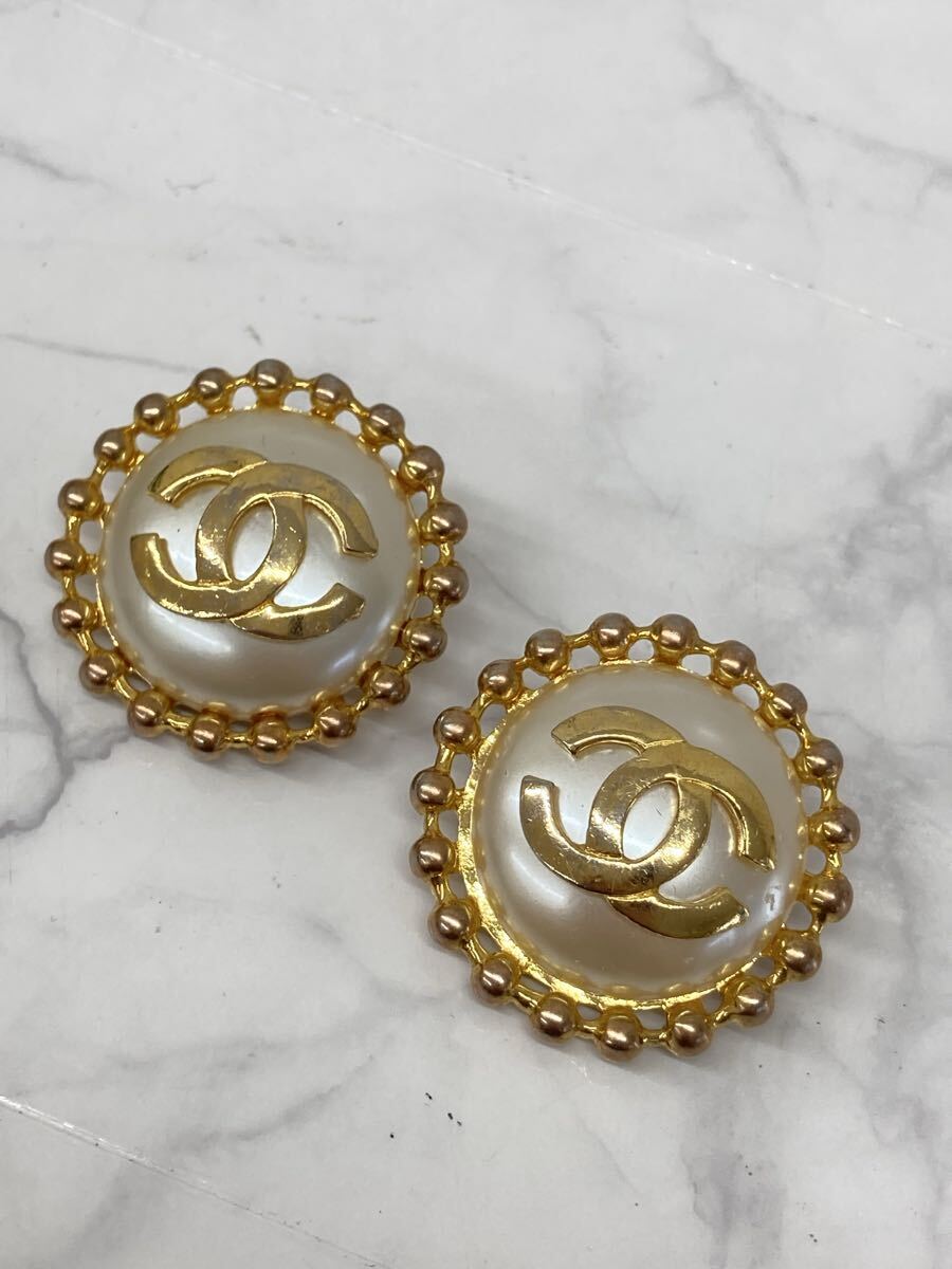 S シャネル CHANEL ココマーク イヤリング ゴールド フェイクパール アクセサリー ヴィンテージ 高級品 レディース 中古品 