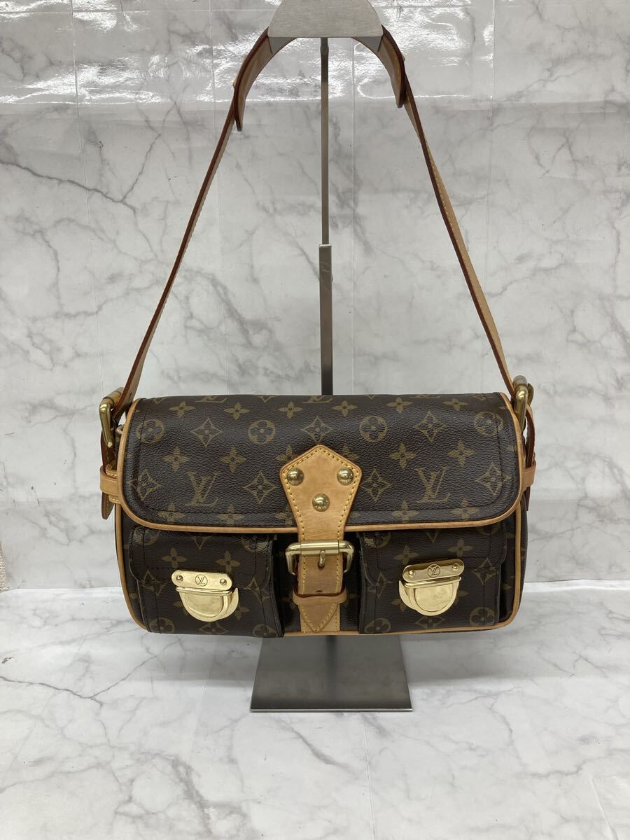 S ルイヴィトン LOUIS VUITTON ハドソンPM モノグラム ショルダーバッグ 肩掛け キャンバス シリアル ヴィンテージ 中古品 ゴールド金具