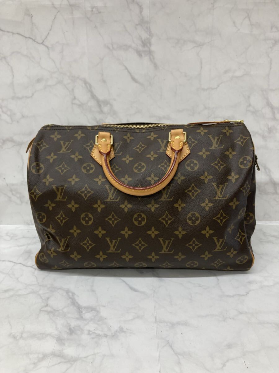 S ルイヴィトン LOUIS VUITTON モノグラム ハンドバッグ スピーディー ブラウン シリアル ヴィンテージ 中古品 カデナ 鍵 レディース