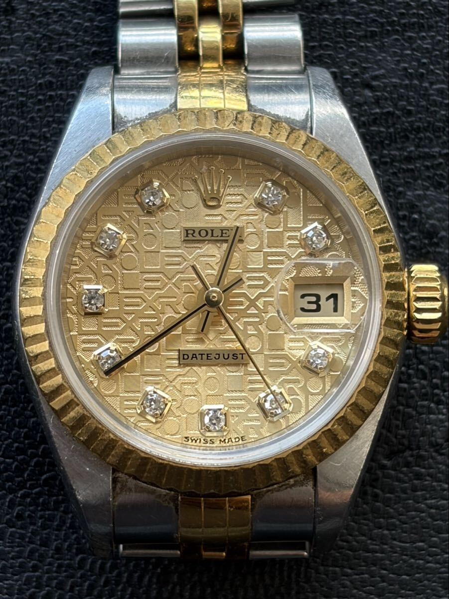 S 鑑定済み 稼動品 ロレックス ROLEX デイトジャスト DATEJUST 自動巻き 腕時計 10Pダイヤ コンピューター文字盤 中古品 メンズ コンビ 