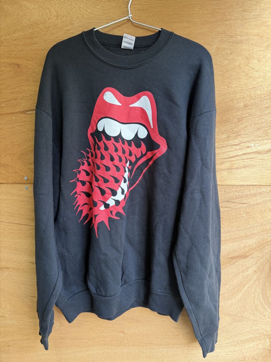 【当時物】90's FRUIT OF THE LOOM Budweiser Rolling Stones Tour 94/95 ローリングストーンズ 裏起毛スウェット スパイクタン 黒 XL