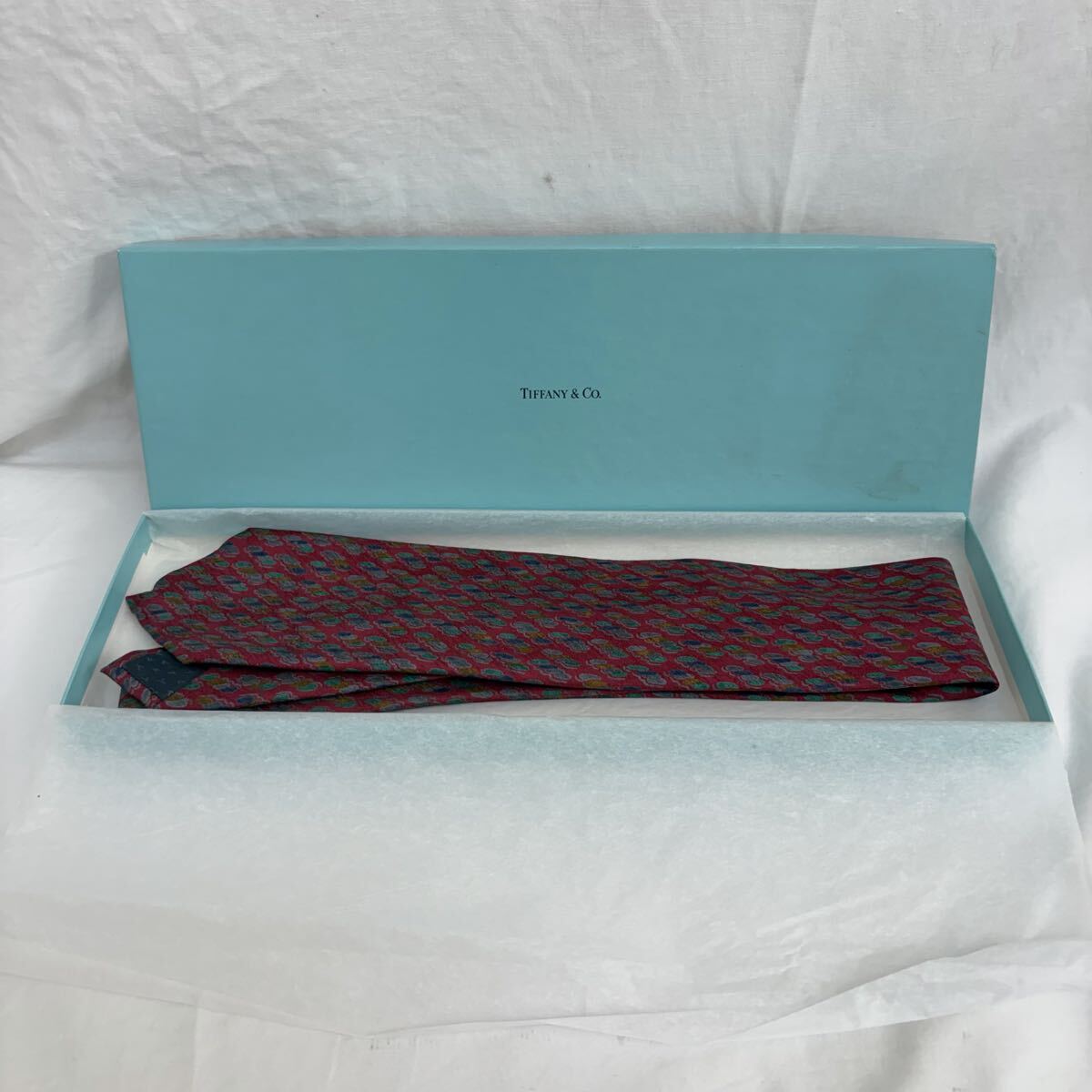 【0810M101】TIFFANY&CO ティファニー ネクタイ シルク100% ヴィンテージ ファッション ビジネス 箱付き