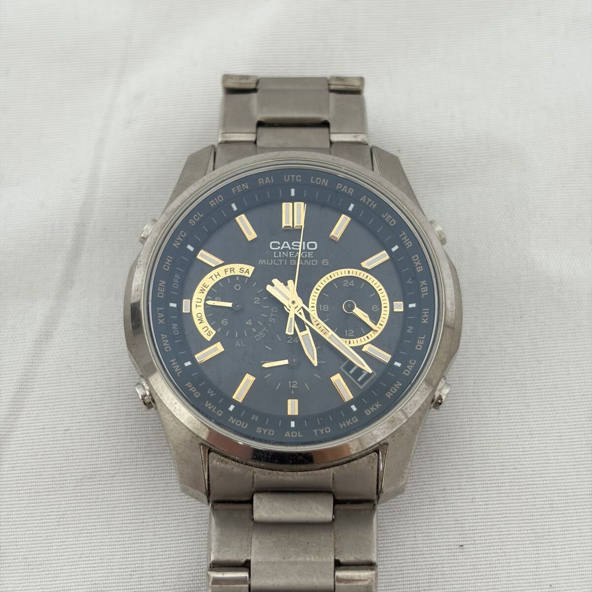 0053【0811 B5531-1】CASIO カシオ LINEAGE リニエージ LIW-M610TS クロノグラフ ラウンド 電波ソーラー メンズ 腕時計 稼働品