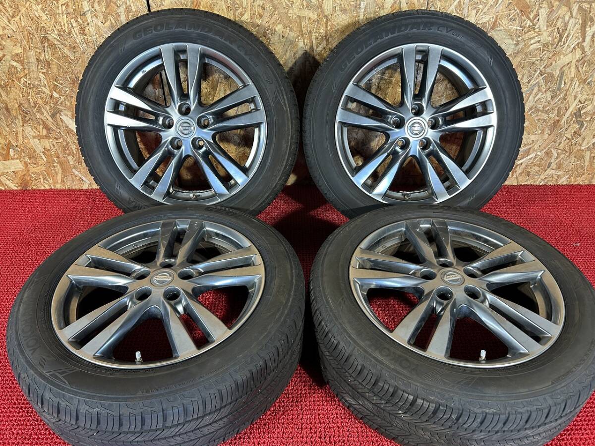 E52 日産エルグランド純正ホイール 18×7.5 +55 225/55R18 ヨコハマ 溝あり夏タイヤ GEOLANDAR CV G058 4本 売切!!