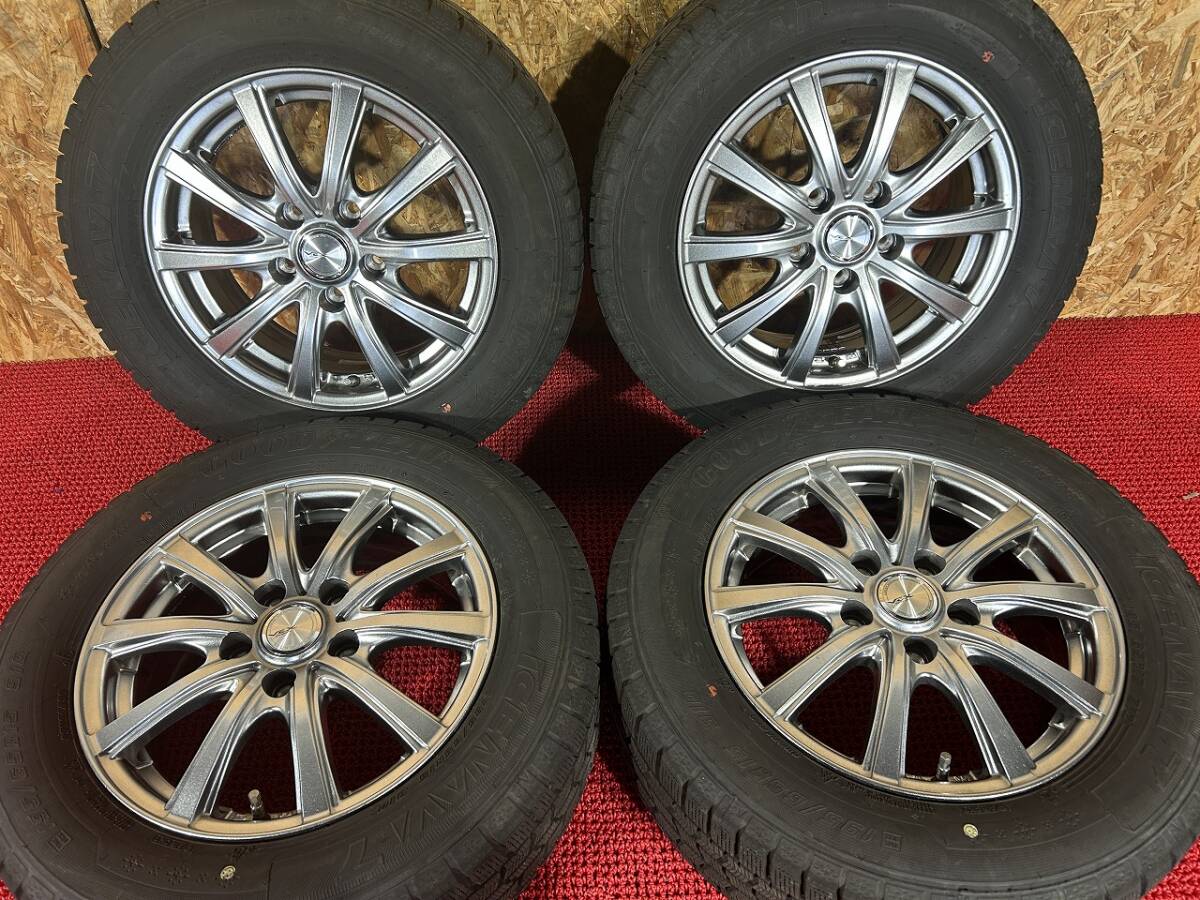 良品! VEX 社外アルミホイール 15×6 +43 PCD114.3 195/65R15 2025年製 グッドイヤー アイスナビ7 4本 売切!!