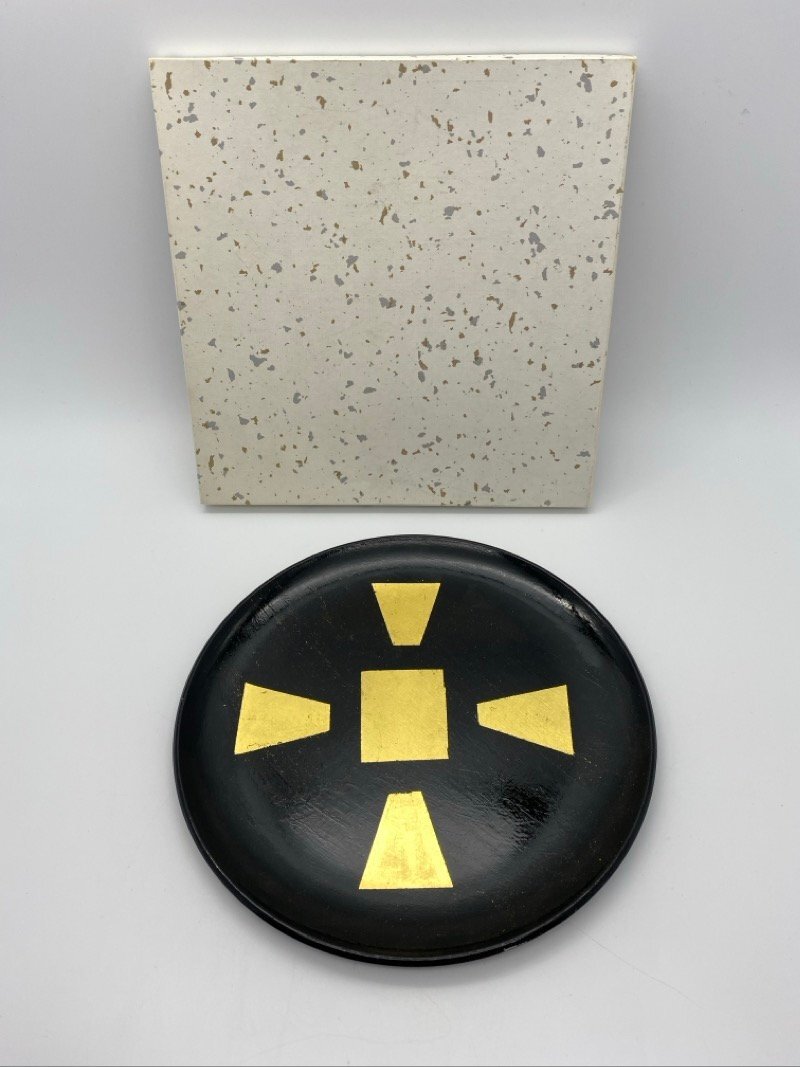 金箔 丸盆 27㎝ 漆器 トレー ☆ちょこオク☆80