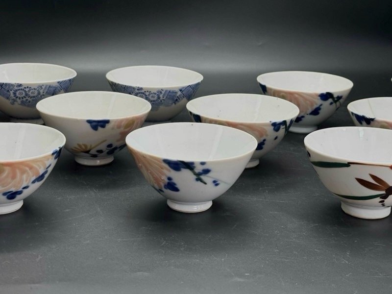 蔵出し！ 飯椀 11点 茶碗 器 和食器 花 とんぼ 骨董 時代物 コレクション ☆ちょこオク☆80
