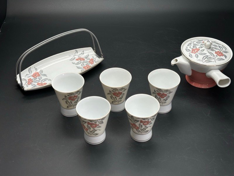 茶托付き！ FINE SEYEI CHINA カップ 7点 花 食器 急須 湯呑 茶器セット ☆ちょこオク☆80
