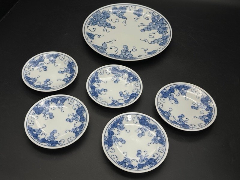 未使用 たち吉 皿 6点 食器 橘吉 和食器 小皿 大皿 葡萄柄 ぶどう tachikichi ☆ちょこオク☆80