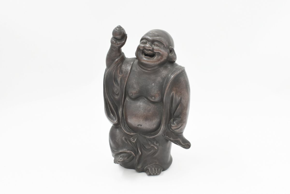 (1513M 0811H12) 1円～ 七福神 布袋尊 置物 重量約1.83kg 福の神 縁起物 弥助菩薩 家内安全 夫婦円満 無病息災 金運 商売繁盛