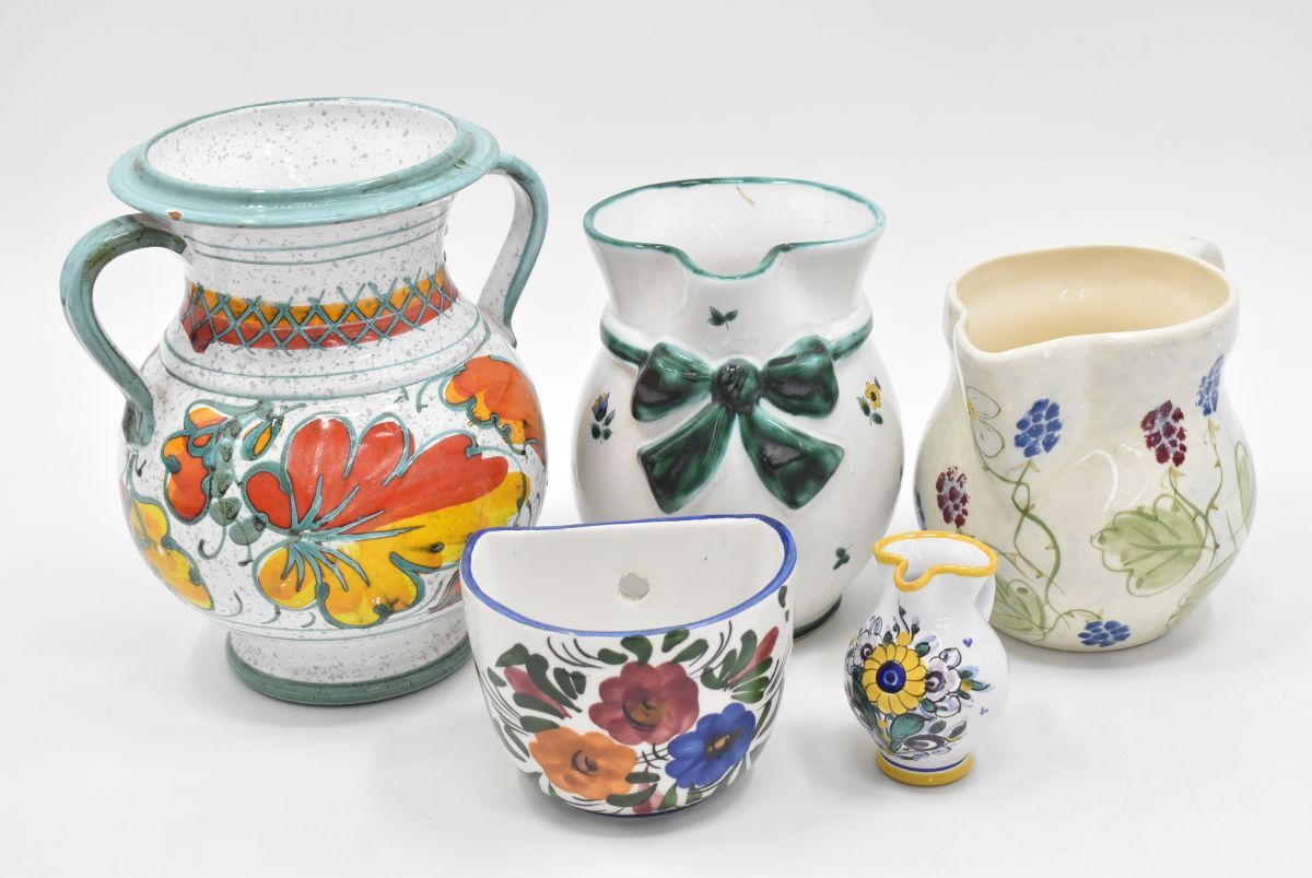 (1504L 0813T9)1円～ 陶器 5点セット グムンドナー陶器 Gmundner Keramik Laura Ashley 花瓶 壷 ピッチャー 他 まとめて