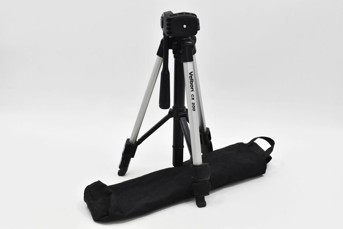 (1521M 0813T2)1円～ Velbon ベルボン カメラ三脚 カメラスタンド 3段 2WAY式雲台 CX-200 ケース付 現状品