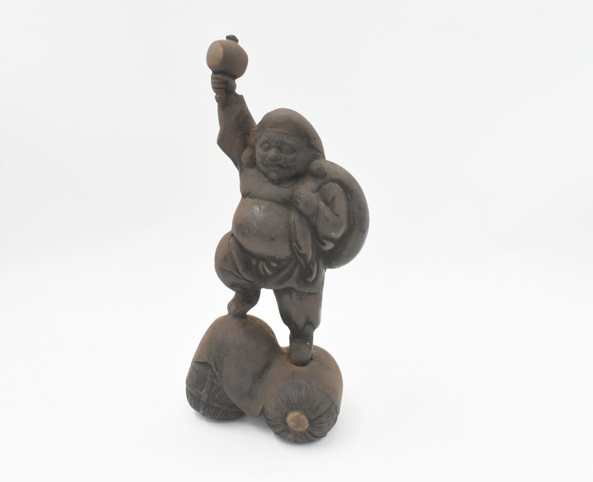 (1513M 0811H11) 1円～ 金属製 七福神 大黒天 置物 重量約3.6kg 福の神 縁起物 五穀豊穣 商売繁盛 財福 招福 招運 開運