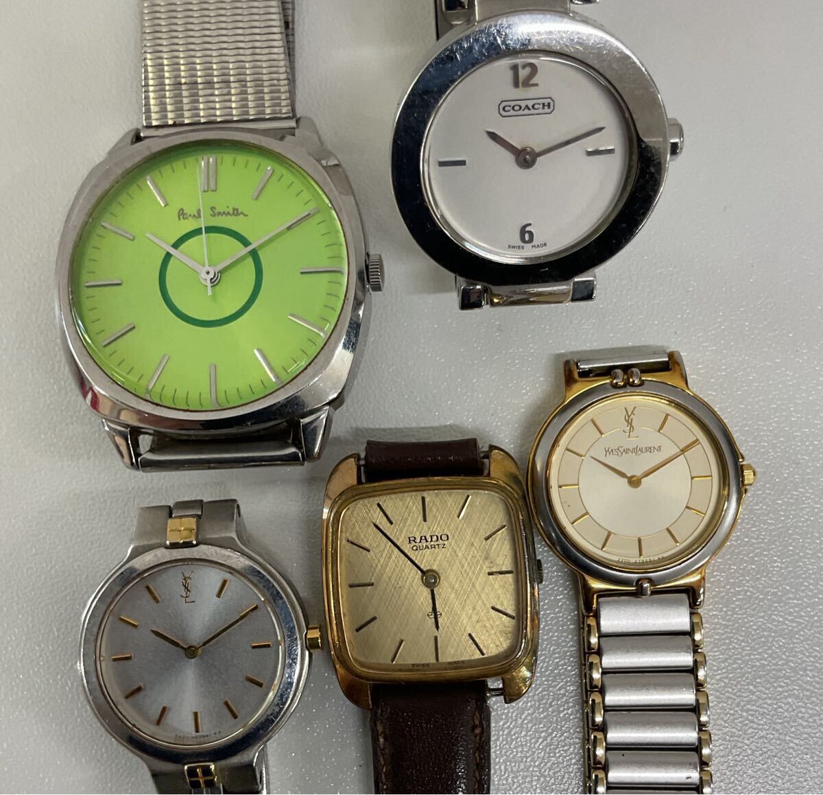【1Li-29】RADO ラド− YSL Paul Smith ポールスミス COACH コーチ クオーツ 5点 まとめ売り ブランド腕時計 腕時計 現状品