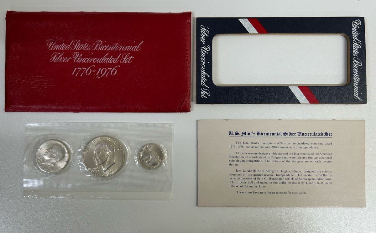 【6Li-8】記念銀貨 アメリカ建国 200周年 記念 銀貨 3枚 総重量 約45g 1776-1976 硬貨 記念硬貨 記念コイン 現状品