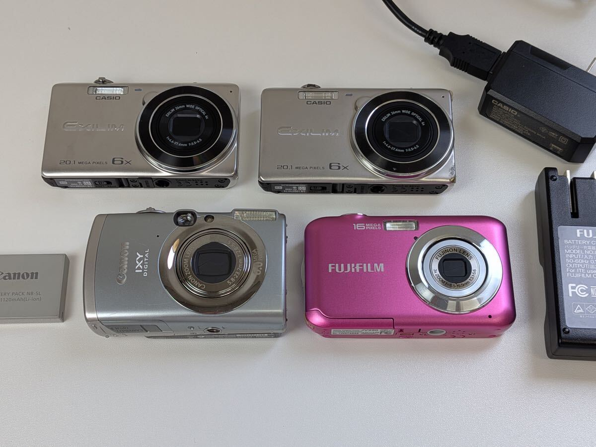 【1Li-2】Canon IXY DIGITAL PC1176 CASIO EXLIM FUJIFILM まとめ4点 デジカメ デジタルカメラ コンパクトカメラ 通電確認済 現状品