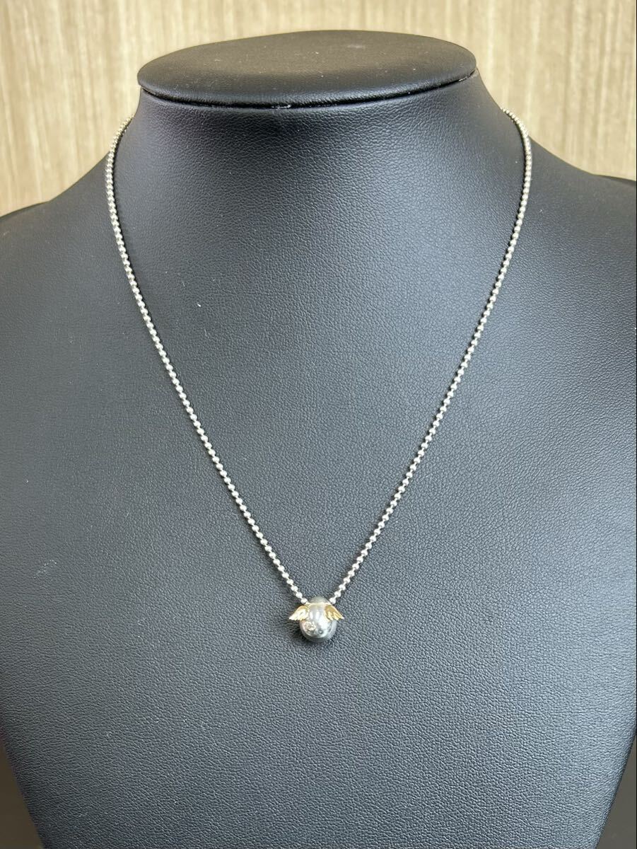 【1Li-3】SV925/K18 天使の卵 SV留め具 SILVER 925 K18 刻印あり総重量 約4g アクセサリー ネックレス トップ 現状品
