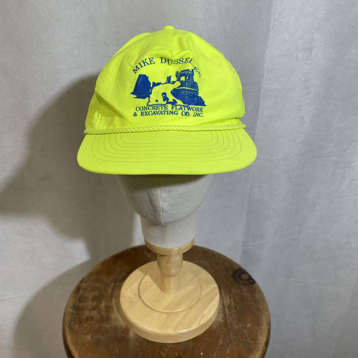 CAP915 90sビンテージ MIKEDUSSELIER ベースボールキャップ■1990年代製 蛍光イエロー hat ハット 帽子 古着 古着卸 激安 アメカジ 00s