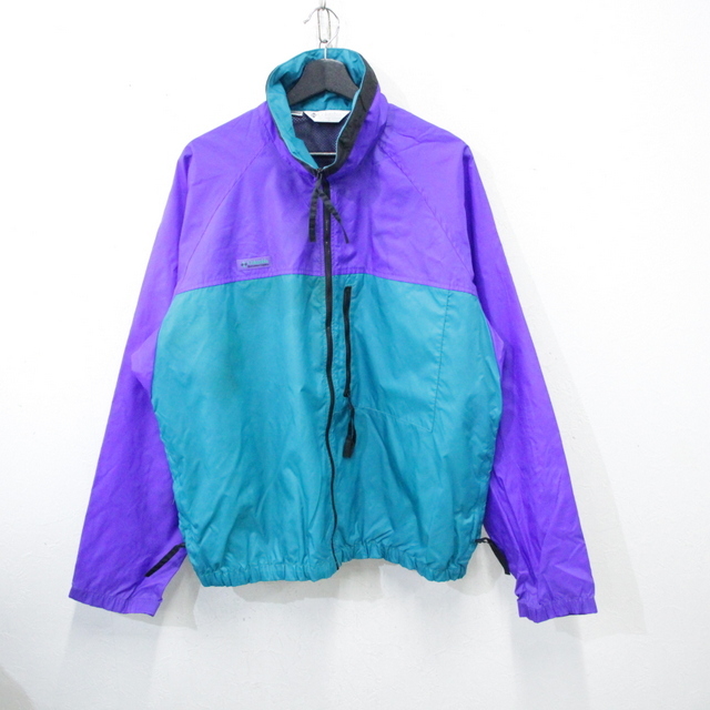 H466 90sビンテージ コロンビア Columbia ナイロンジャケット■1990年代製 表記Lサイズ グリーン アメカジ ストリート 古着 激安 