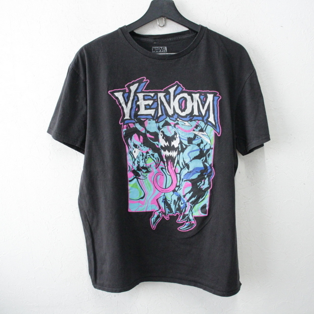 h685 2000年代製 MARVEL マーベル VENOM ヴェノム 半袖プリントTシャツ■00s 表記Lサイズ ブラック アメカジ ストリート 古着 古着卸 激安