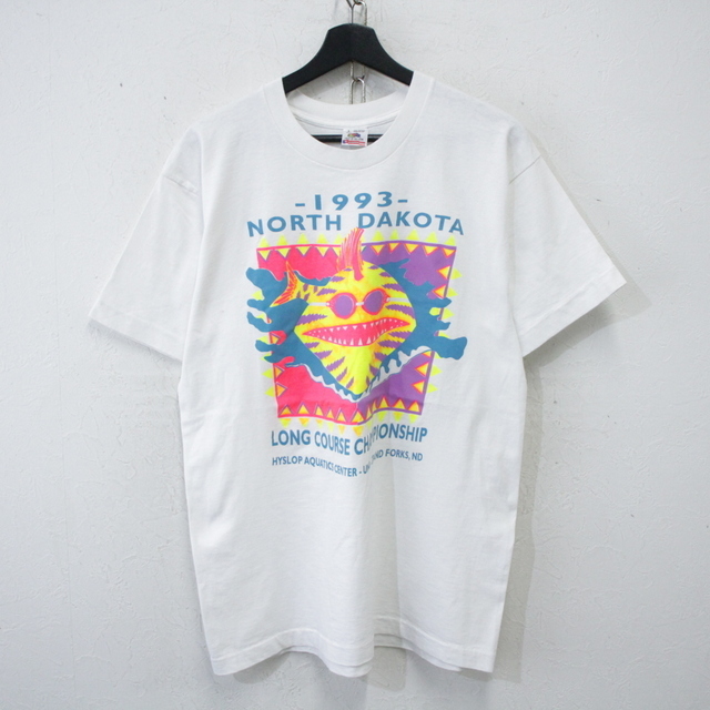 m941 90sビンテージ フルーツオブザルーム 半袖プリントTシャツ USA製■1990年代製 表記Lサイズ ホワイト 白 ノースダコタ アメカジ 古着