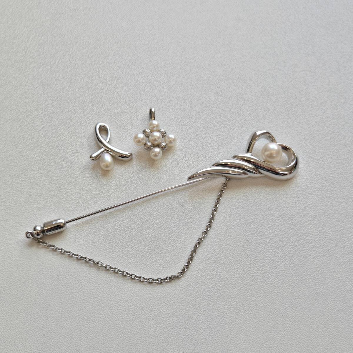 TASAKI タサキ 田崎真珠 パール ペンダントトップ ブローチ S刻印 3点まとめセット アクセサリー シルバー m080203