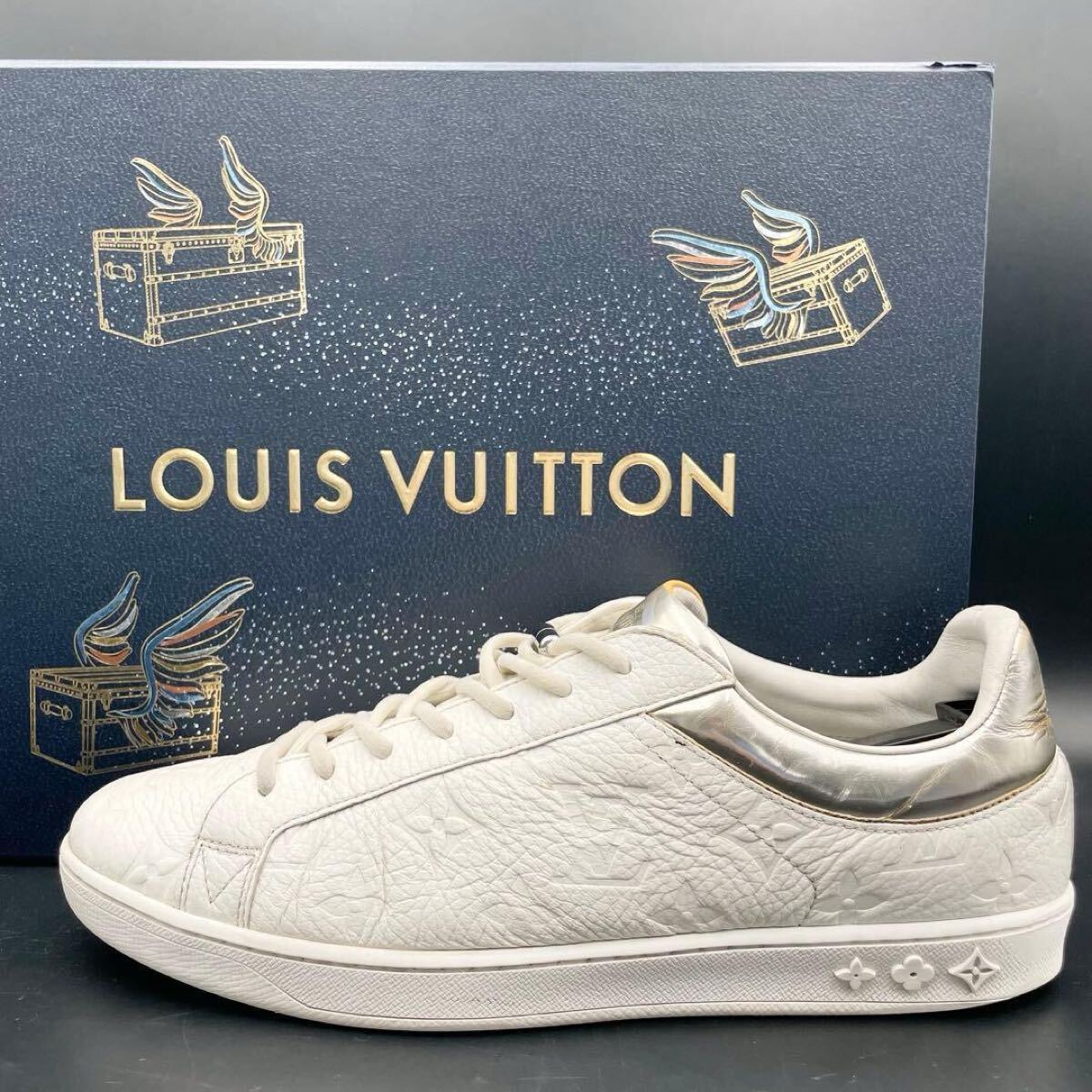 1円【王者の風格】LOUIS VUITTON ルイヴィトン ルクセンブルグ スニーカー ローカット モノグラム メンズ レザー 白 シューズ 靴 26cm相当