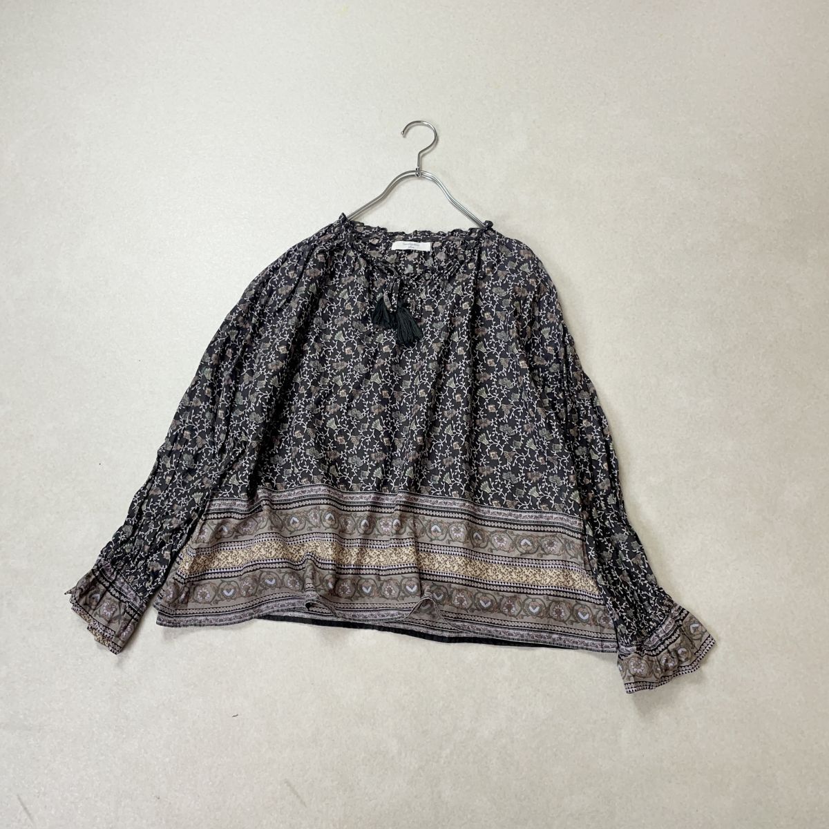 ☆ samansa mos2 blue サマンサモスモス インド綿　花柄　ブラウス
