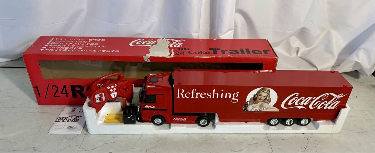 1円〜③Y37【現状品】1/24 Coca-Cola RC Coke Trailer ラジコン コカ・コーラ トレーラー トラック 箱付　ベンツ　メルセデスベンツ　