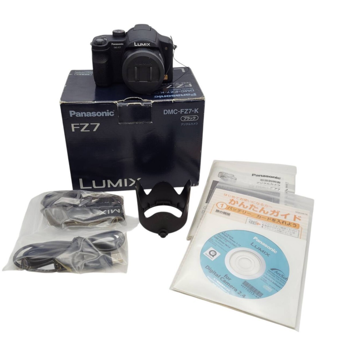 S-09875 Panasonic LUMIX DMC-FZ7 ブラック 元箱・付属品多数（通電未確認・修理歴有）ジャンク 現状品 05