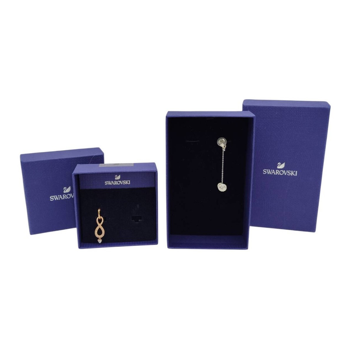 S-10240 スワロフスキー SWAROVSKI イヤリング 2点 セット 片耳用（インフィニティ / チェーンドロップ） 箱付き 現状品 015