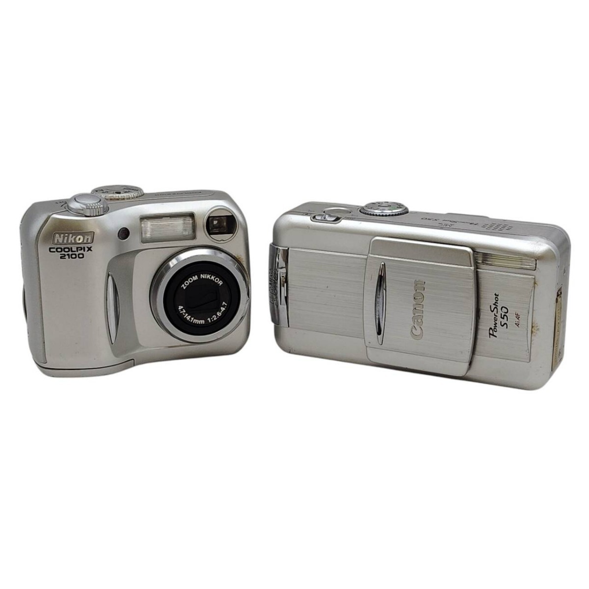 S-09873 カメラ 2点セット Nikon ニコン COOLPIX 2100 Canon キヤノン PowerShot S50 デジタルカメラ 通電動作未確認 ジャンク 現状品 015