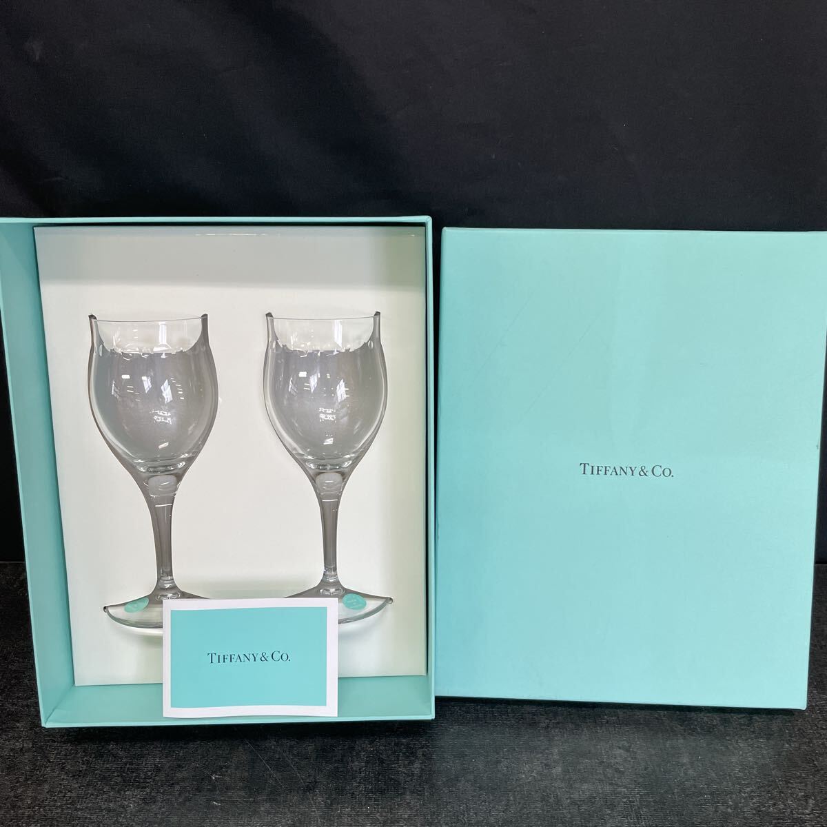 美品 保管品 Tiffany & Co ティファニー スウィング クリスタル ワイングラス ペアグラス 食器 箱付き 2個セット 2