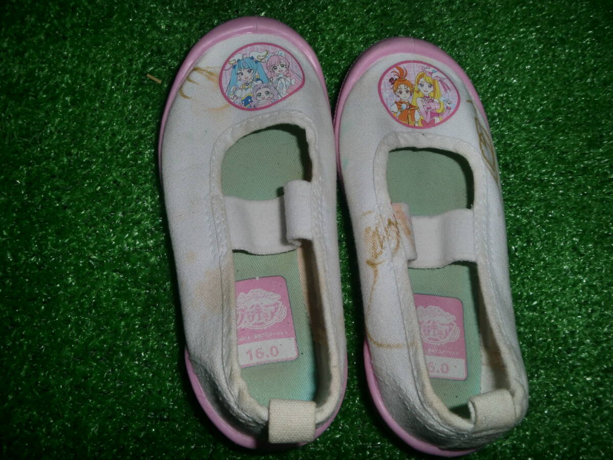 ｋ0818-23　中古　子供用靴　女の子向けうわぐつ　うわばき　ひろがるスカイ！プリキュア　16.0cm