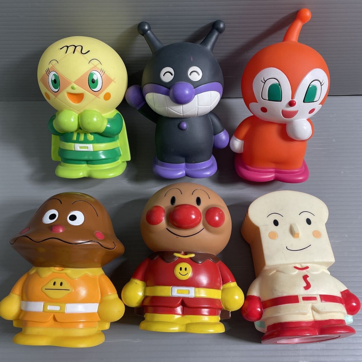 6b34★1000円～★アンパンマン 6体セット 非売品 信金 貯金箱 しんきん 整理品 アンティーク 玩具 コレクション ノベルティ キャラ ソフビ