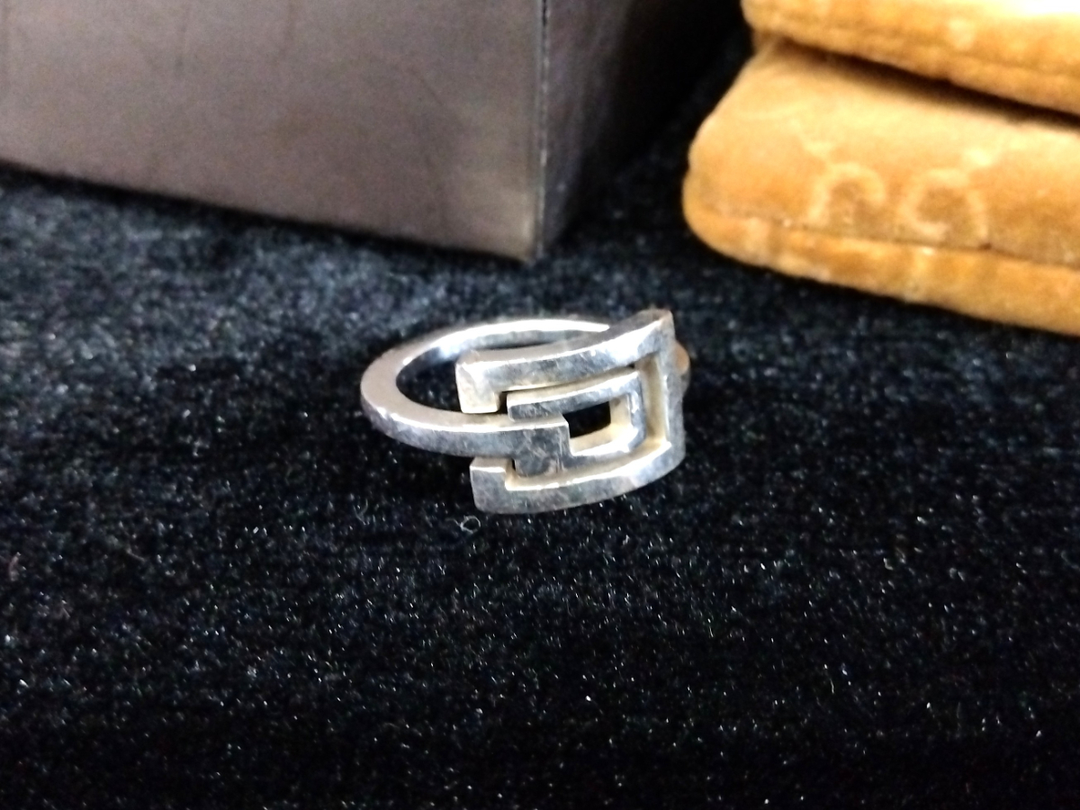 GUCCI グッチ SV925 カットアウト Gロゴ リング 箱 収納袋付き 約11号 指輪_AGE_D0728-G014