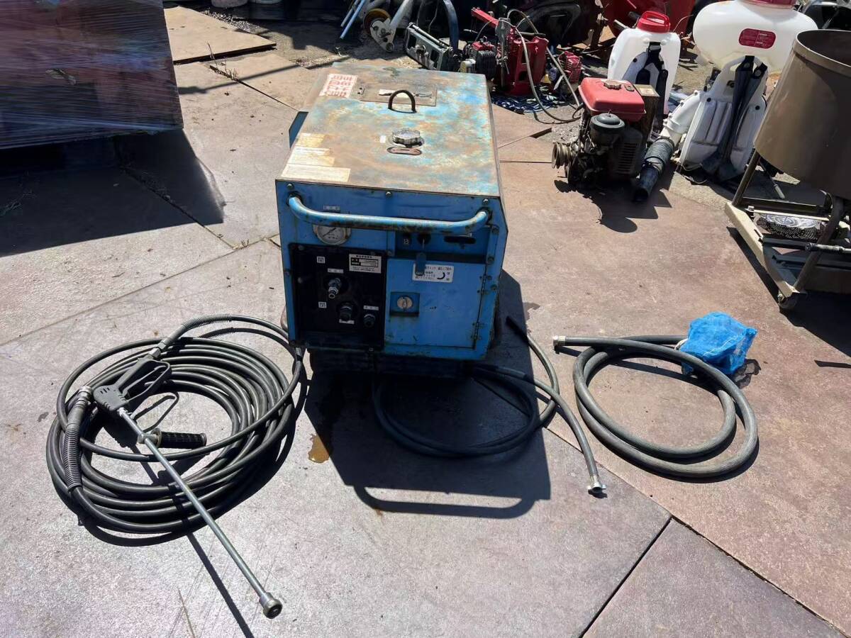 動画あり　秋田発　丸山セル付き高圧プランジャーポンプMW3HP60B高圧洗浄機エンジンロビンEH34JG　9.5馬力ホース、ガンセット動作確認済　
