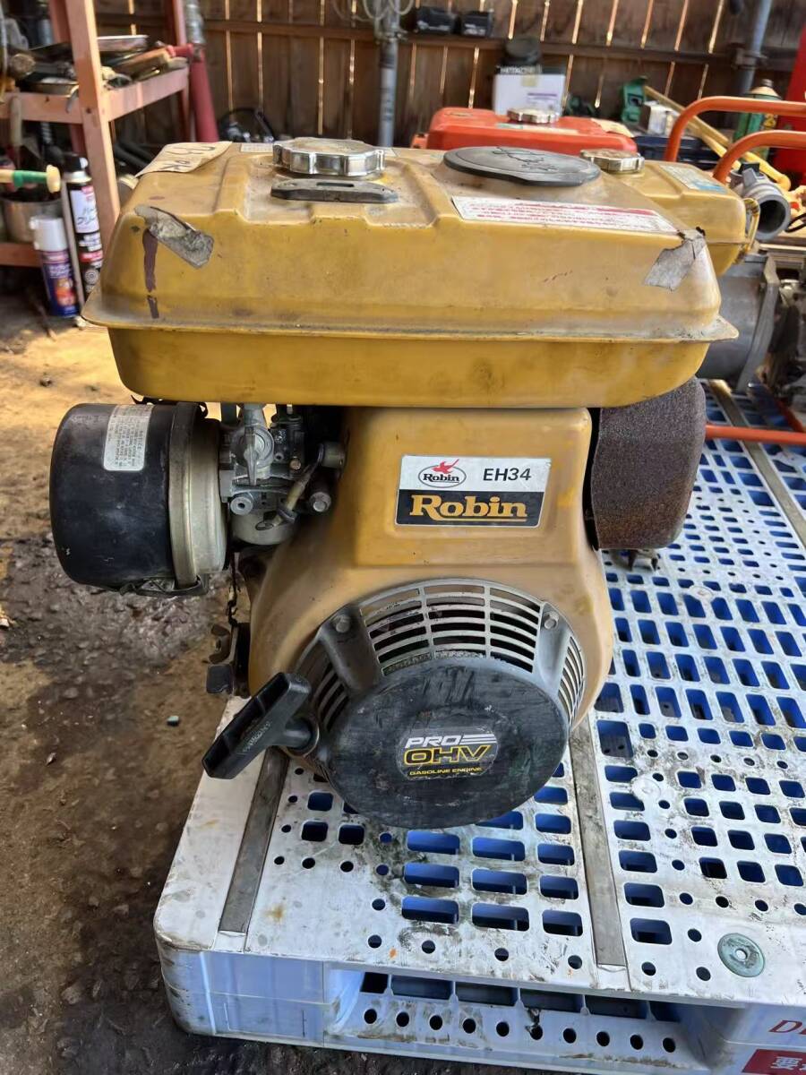 動画あり　秋田発　ロビン ガソリンエンジン　EH34 D OHV 最大11馬力 発動機　作動品　洗浄機ハンマーナイフ/チッパー個人自宅まで発送可能