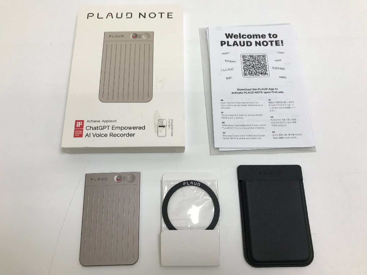 【4-2-5216】PLAUD NOTE プラウドノート 64GB スターライト AIボイスレコーダー ChatGPT連携 文字起こし 自動要約 Magsafeケース付