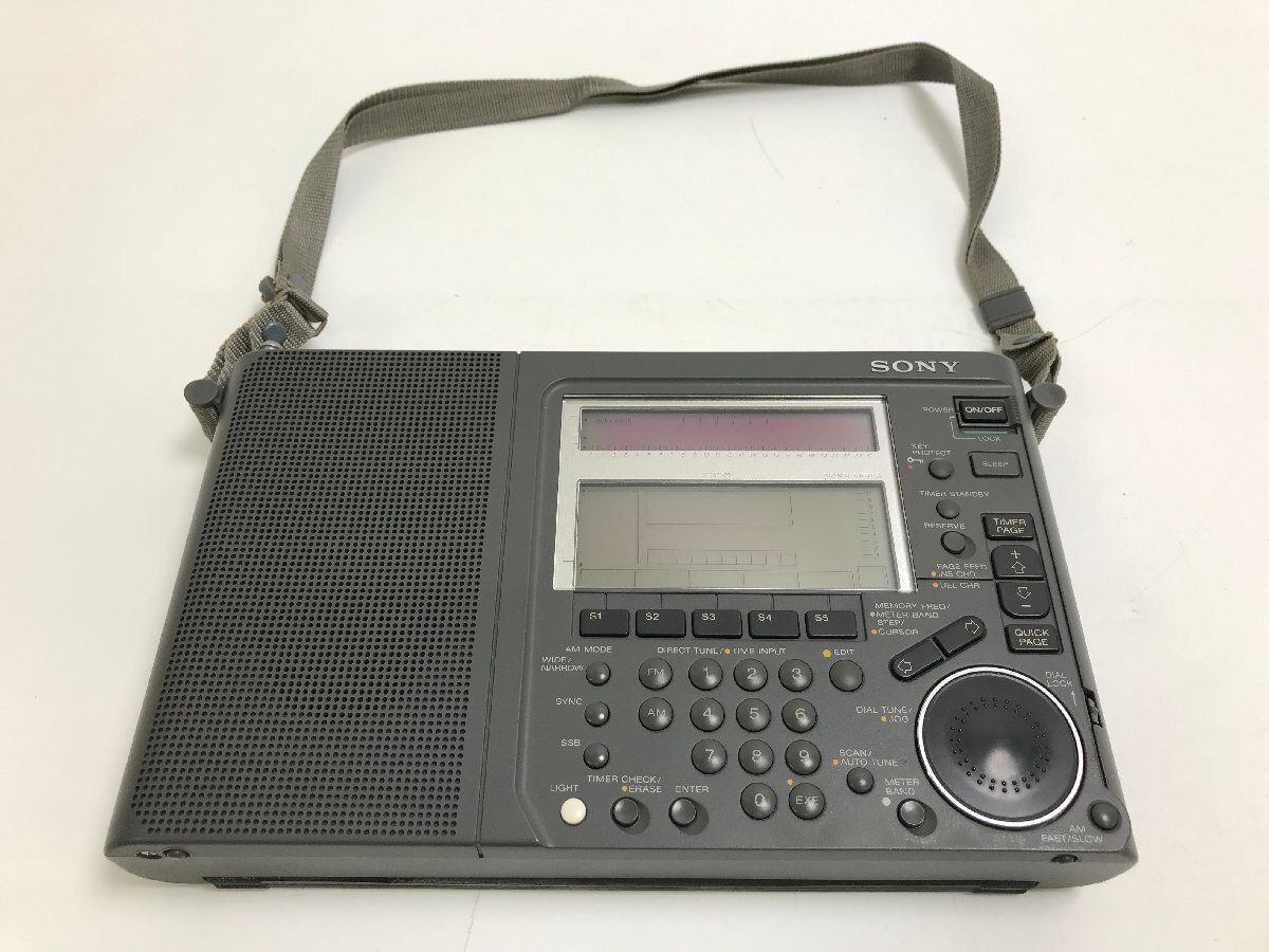 【6-3-5677】SONY ICF-SW77 BCLラジオ ソニー 短波ラジオ FM/MW/LW/SW 高感度レシーバー 同期検波/SSB ベルト付 通電・音出し確認済