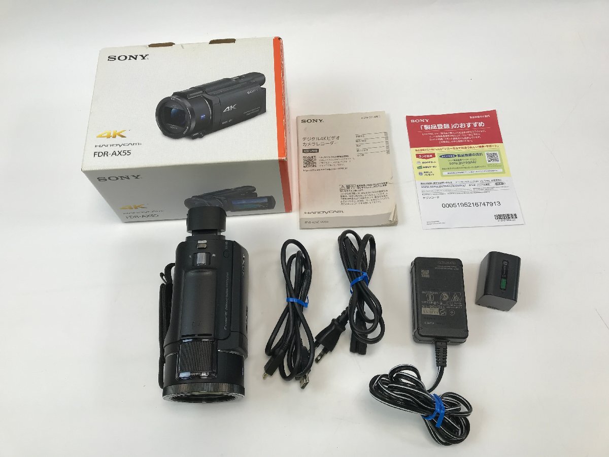 【S8-7-8254】SONY FDR-AX55 ブラック ソニー ハンディカム 4K ビデオカメラ デジタルビデオカメラ 空間光学手ブレ補正 付属品多数