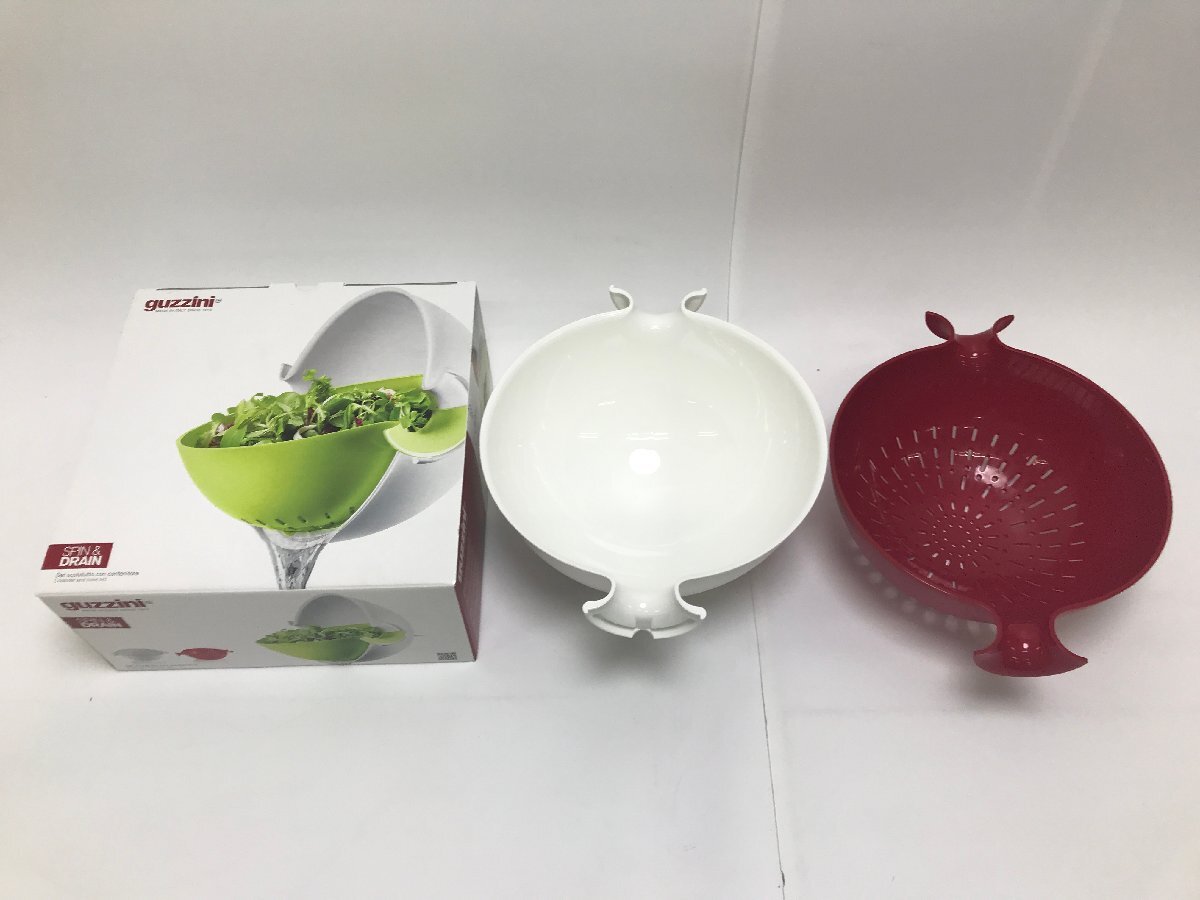 【S9-2-6439】未使用品 guzzini グッチー二 コランダー/ボウル 水切り用ボウル付き容器 MY KITCHEN レッド 29250055 イタリア製