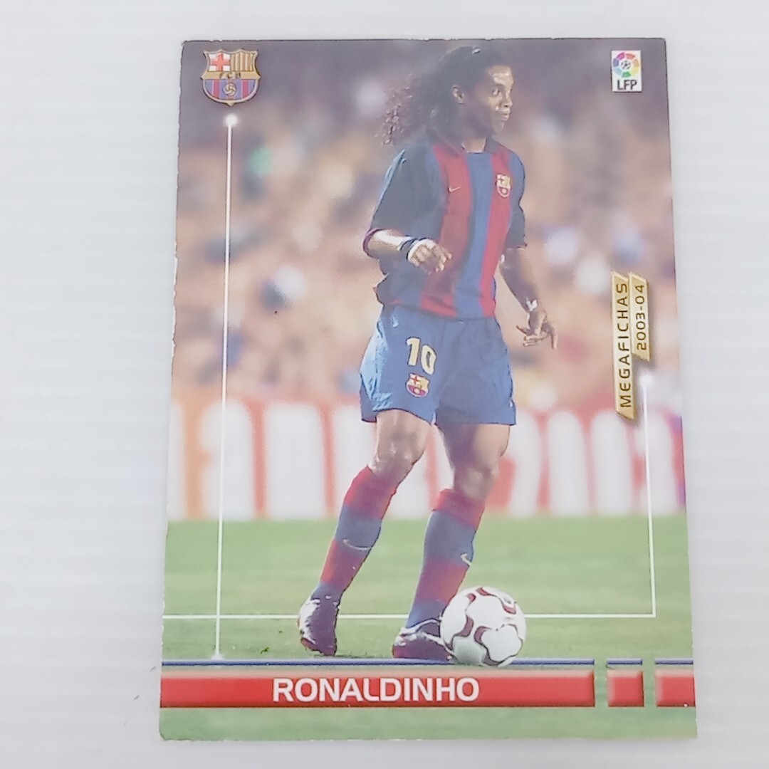 希少 Panini Sports 2003-2004 Mega Cracks Ronaldinho ロナウジーニョ Barcelona バルセロナ #34 サッカートレカ 2003-04 La Liga 