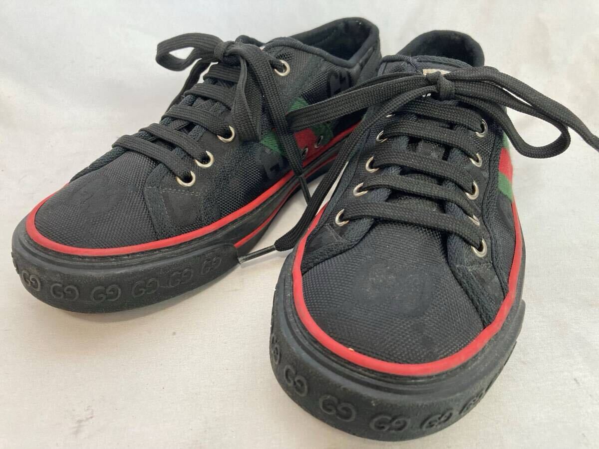GUCCI グッチ スニーカー テニス TENNIS 1977 シェリーライン GG柄 ブラック 黒 5 24cm