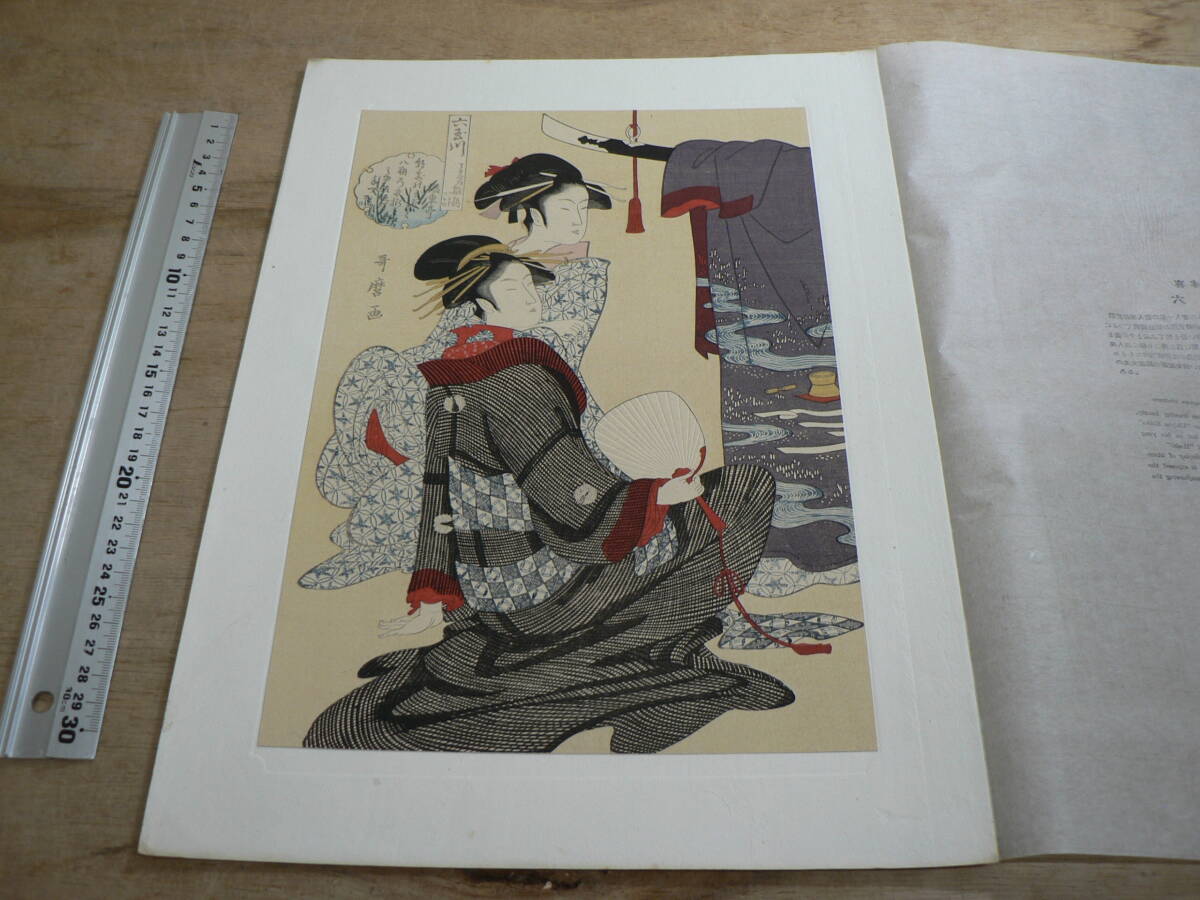 木版画 喜多川歌麿 『六玉川』 復刻 解説付 約20.4cm×約30.2cm MH012